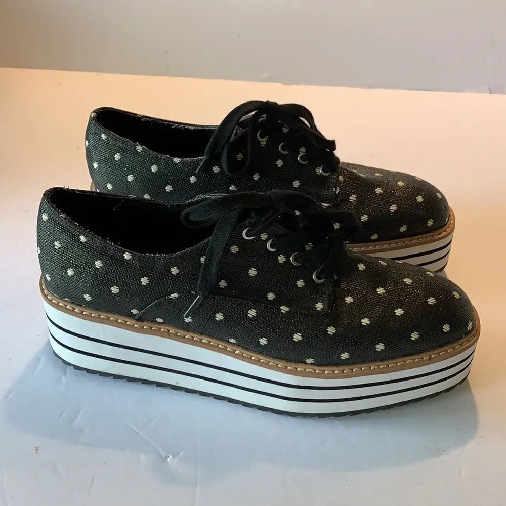 Zara coated canvas polka dot derby platform